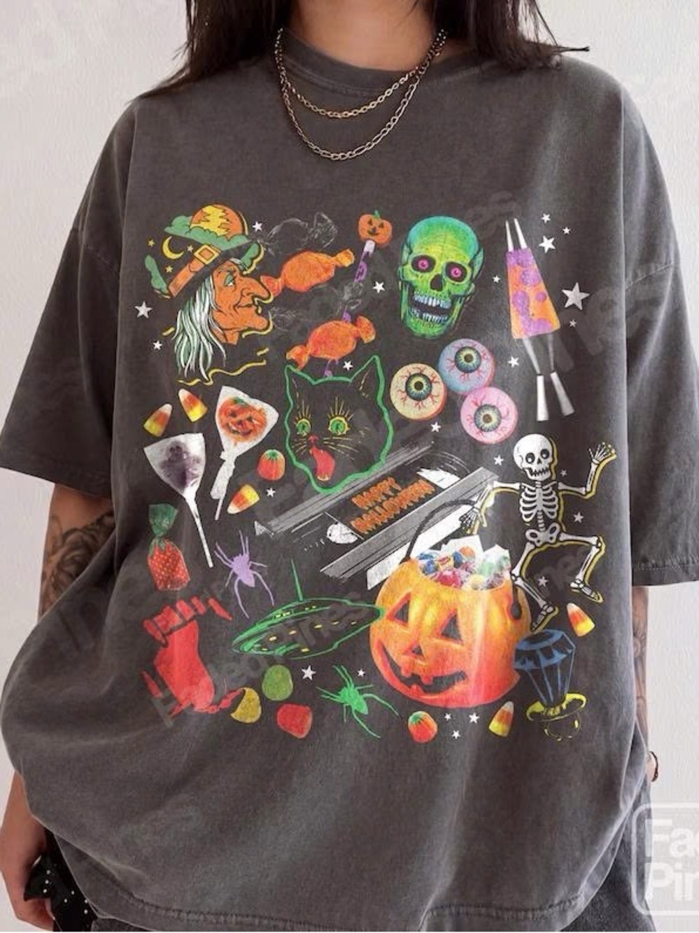 Halloween Graphic Kids T-Shirt in Charcoal
